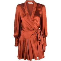 zimmermann robe portefeuille en soie à taille nouée - rouge