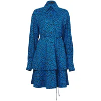 proenza schouler robe-chemise à imprimé léopard - bleu