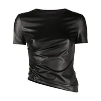 helmut lang t-shirt froncé en cuir artificiel - noir