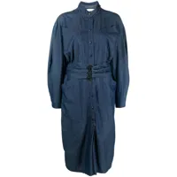 thierry mugler pre-owned robe mi-longue ceinturée en jean - bleu