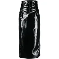 alessandro vigilante jupe mi-longue ajustée à fini brillant - noir