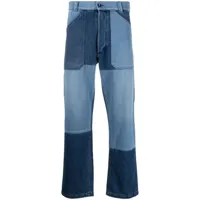 etro jean droit à design patchwork - bleu