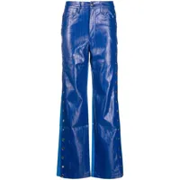rotate birger christensen pantalon droit à modèle bicolore - bleu
