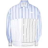 feng chen wang veste rayée à design superposé - blanc