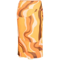 rejina pyo jupe mi-longue mirren à imprimé abstrait - orange