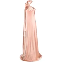 galvan london robe longue évasée à design asymétrique à une épaule - rose