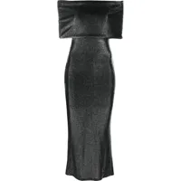 rotate birger christensen robe mi-longue à épaules dénudées - noir