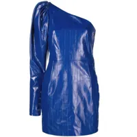 rotate birger christensen robe brodée de sequins à design asymétrique une épaule - bleu