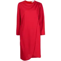 valentino garavani pre-owned robe évasée à détails drapés (années 1980) - rouge