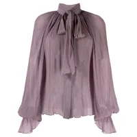 atu body couture blouse en soie à col lavallière - violet