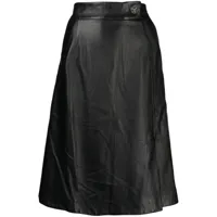 shiatzy chen jupe mi-longue en cuir - noir