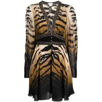 camilla robe courte à motif tigre - noir