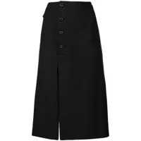 rokh jupe mi-longue à boutons décoratifs - noir