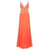 dion lee robe longue à design de feuille - orange