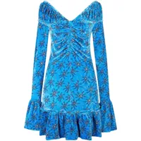 rabanne robe courte évasée à fleurs - bleu