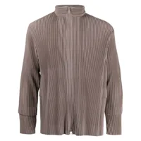 homme plissé issey miyake veste zippée à design plissé - gris