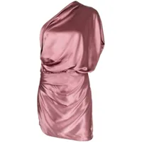 michelle mason robe courte drapée à design asymétrique à une épaule - rose