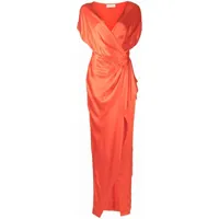 michelle mason robe portefeuille longue à détails drapés - orange