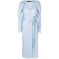 rotate birger christensen robe mi-longue à sequins brodés - bleu