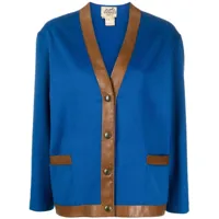 hermès pre-owned veste 1970 à col v (années 1970) - bleu