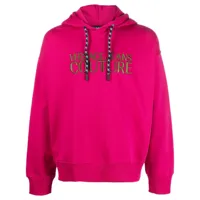 versace jeans couture hoodie à logo brodé - rose