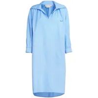 marni robe-chemise à logo imprimé - bleu