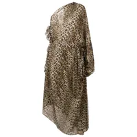 olympiah robe de plage en soie à imprimé léopard - marron