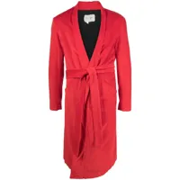 greg lauren manteau droit à ceinture nouée - rouge