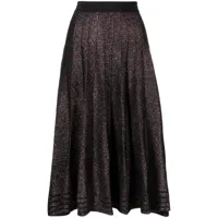 karl lagerfeld jupe mi-longue plissée à effet métallisé - noir