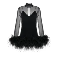 taller marmo robe courte à bordures de plumes - noir