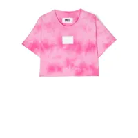 mm6 maison margiela kids t-shirt à patch logo - rose