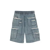 diesel kids short en jean piek à poches multiples - bleu
