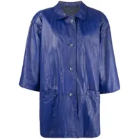 a.n.g.e.l.o. vintage cult veste en cuir à simple boutonnage (années 1980) - bleu