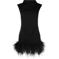 16arlington robe courte nyx bordée de plumes - noir