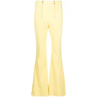 patou pantalon évasé en tweed à zips - jaune