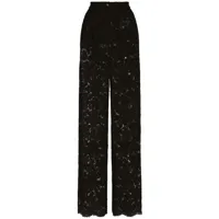 dolce & gabbana pantalon de tailleur à fleurs en dentelle - noir