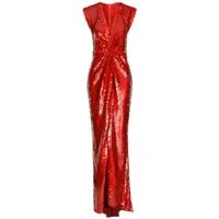 dolce & gabbana robe drapée à sequins - rouge