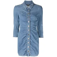 retrofete robe-chemise gigi froncée en jean - bleu