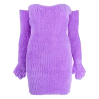 off-white robe courte fuzzy gloves à épaules dénudées - violet
