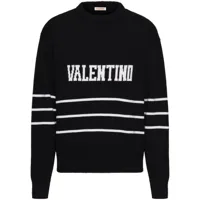 valentino garavani pull en laine à logo intarsia - noir