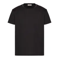 valentino garavani t-shirt en coton à détails de clous - noir