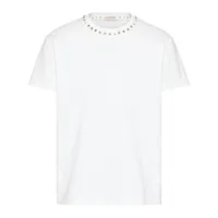 valentino garavani t-shirt en coton à détails de clous - blanc
