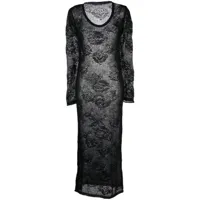 marco rambaldi robe en maille ajourée à manches longues - noir