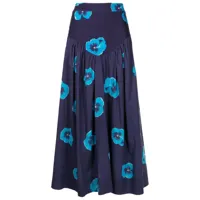 isolda jupe fleurie à taille haute - bleu