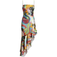 etro robe asymétrique à imprimé graphique - multicolore