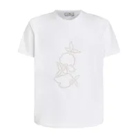 etro t-shirt en coton à détails perforés - blanc