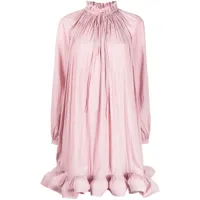 lanvin robe évasée plissée à volants - rose