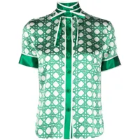 casablanca chemise en soie à motif monogrammé - vert