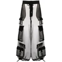 cynthia rowley pantalon cargo transparent à coupe fuselée - noir