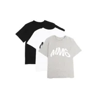 mm6 maison margiela kids lot de trois t-shirts à logo imprimé - blanc